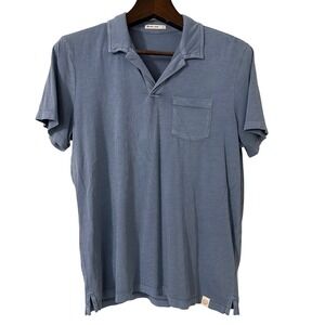 Marine Layer Blue Cotton Tencel Modal Short Sleeve Pocket Polo Shirt M 13285